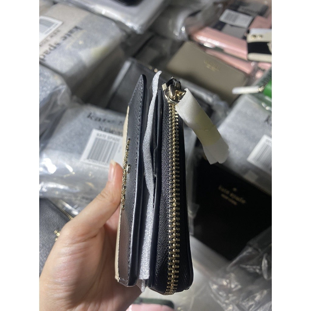 ORIG & IMPORTED KS Staci Colorblock Small L-zip Bifold Wallet in Warm Beige Multi