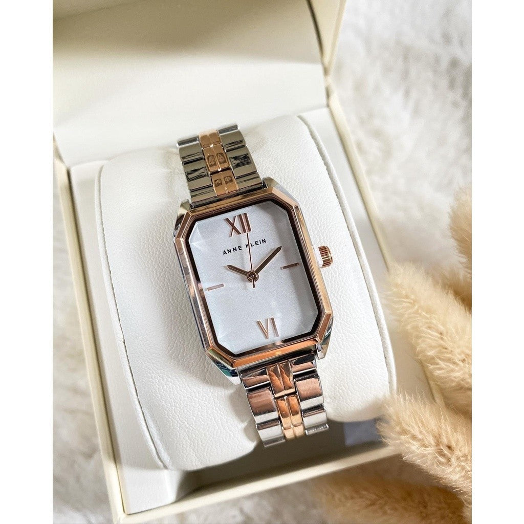 AK Klein Women Japanese Quartz Dress Watch Metal Strap, Rose Gold/Silver AK/3775SVRT