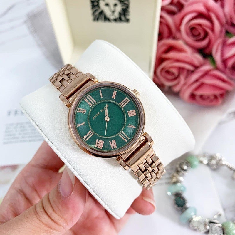 AK Klein Women's Rose Gold-Tone Bracelet Watch AK/2158GNRG