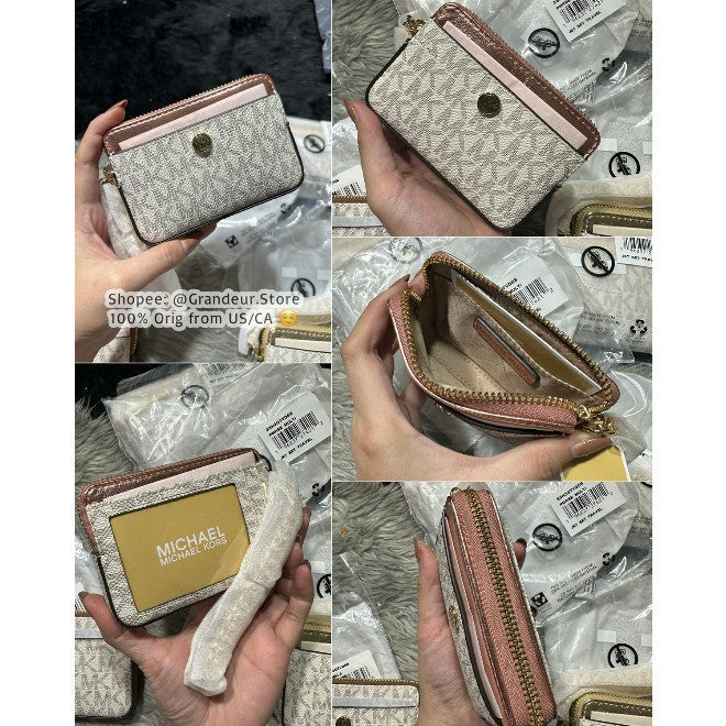 SALE! ORIG & IMPORTED MK Medium Logo Chain Zip Card Case Wallet