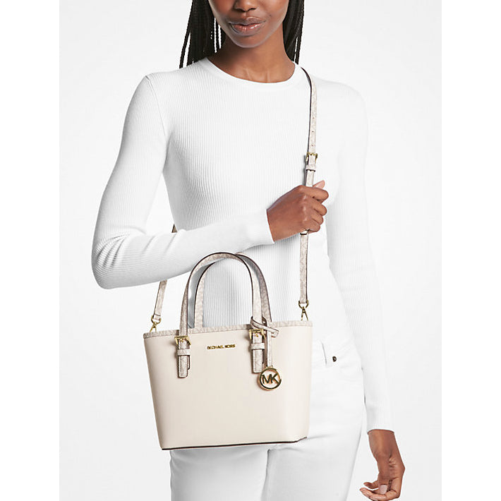 ORIG & IMPORTED MK Jet Set Travel Extra-Small Top-Zip Tote Bag White