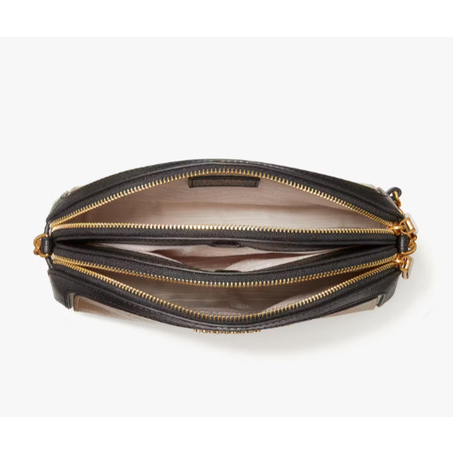 ORIG & IMPORTED KS Morgan Colorblocked Double-zip Dome Crossbody Bag Beige
