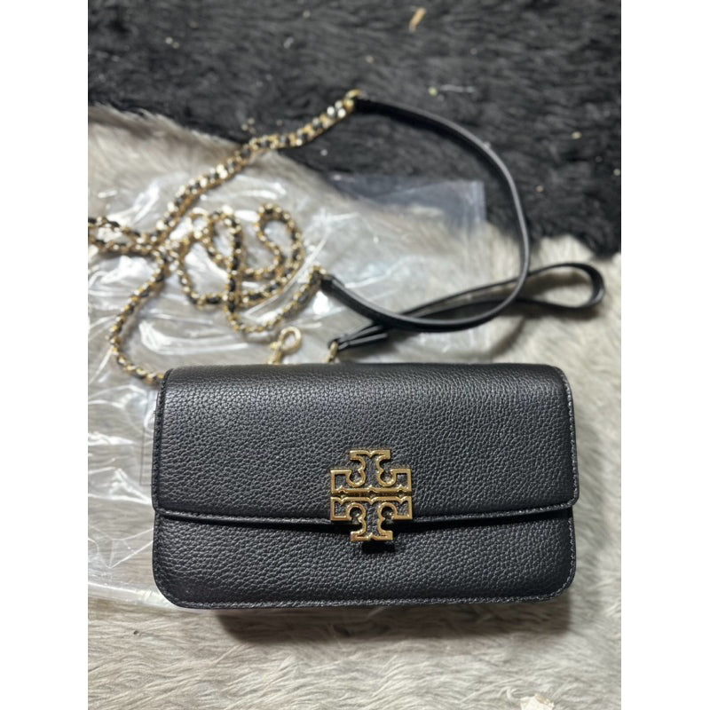 ORIG & IMPORTED TB Britten pebble chain crossbody small bag/purse/wristlet in black