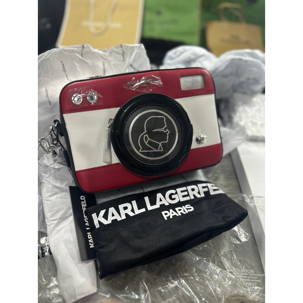 ORIG & IMPORTED Karl Lagerfeld Paris KL Ikons Red Camera Crossbody Bag