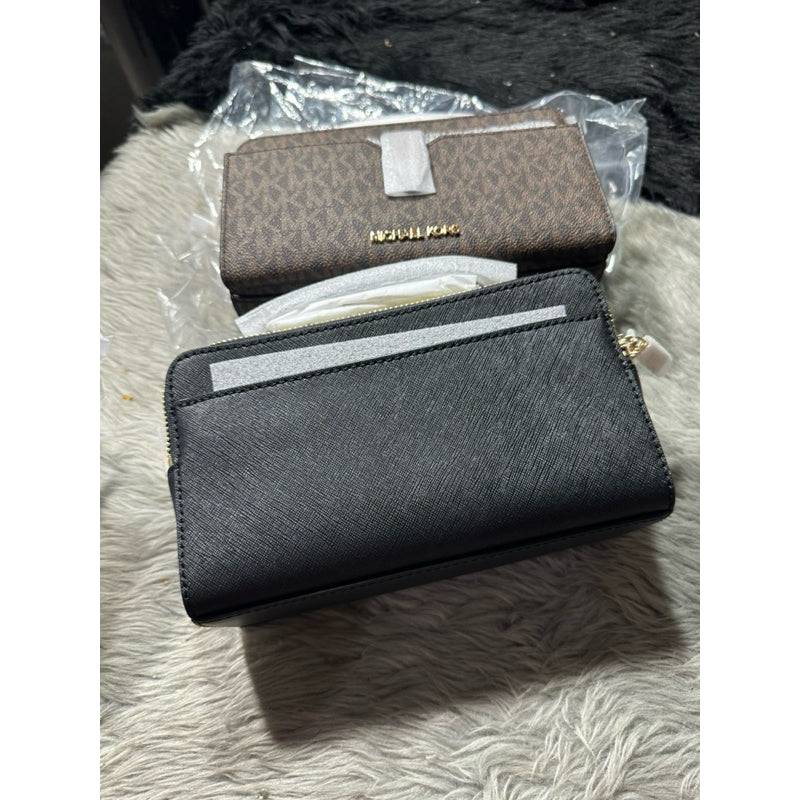 ORIG & IMPORTED MK Jet Set Medium Saffiano Phone Double-Zip Crossbody Bag Black