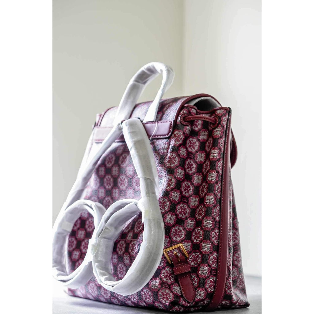 ORIG & IMPORTED KS Flower Monogram Mia Flap Backpack Pink Retail