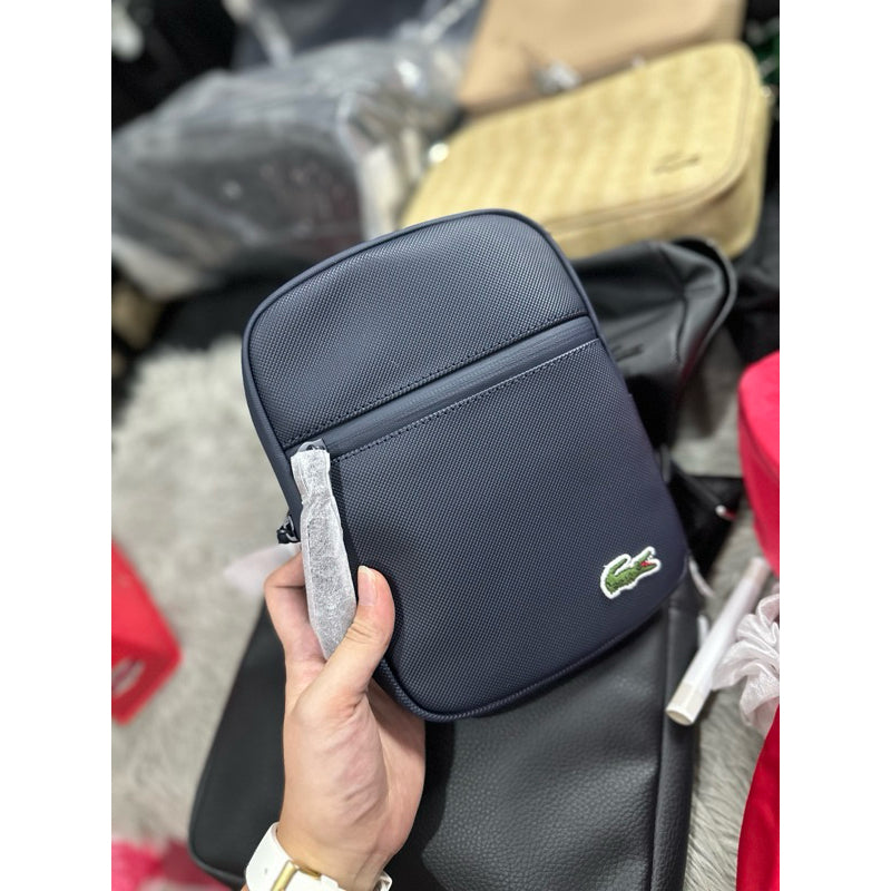 ORIG & IMPORTED LCT Men's Coated Canvas Small Flat BLACK Crossbody Men's Bag NH3307LV