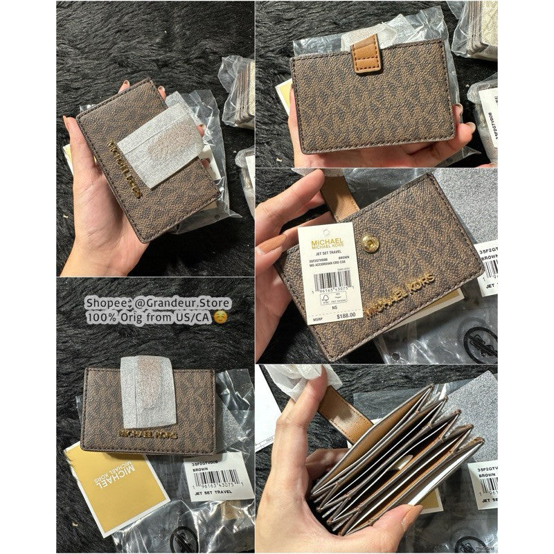 SALE! ORIG & IMPORTED MK Jet Set Medium Logo Accordion Card Case Wallet
