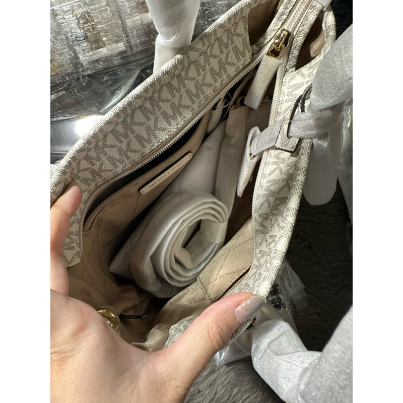 ORIG & IMPORTED MK Jet Set Travel Extra-Small Top-Zip Tote Bag White