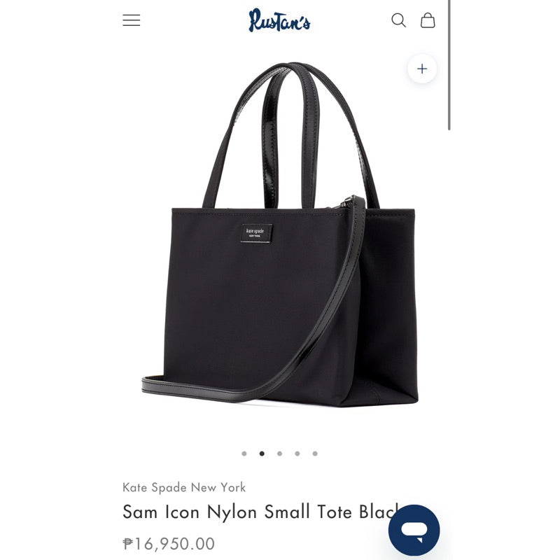 ORIG & IMPORTED KS Retail Sam Icon KSNYL Nylon Small Tote Black Bag