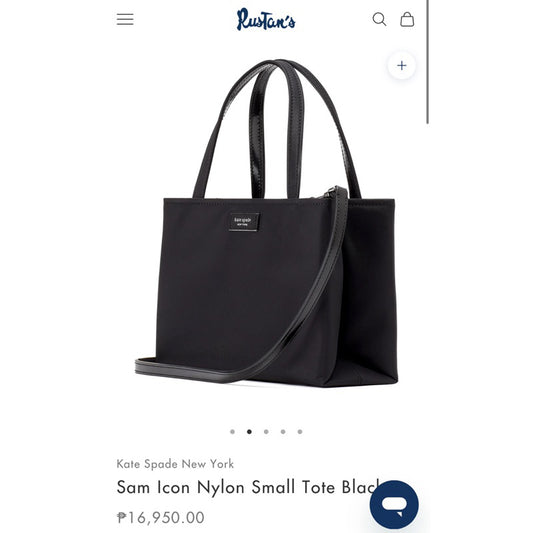 ORIG & IMPORTED KS Retail Sam Icon KSNYL Nylon Small Tote Black Bag