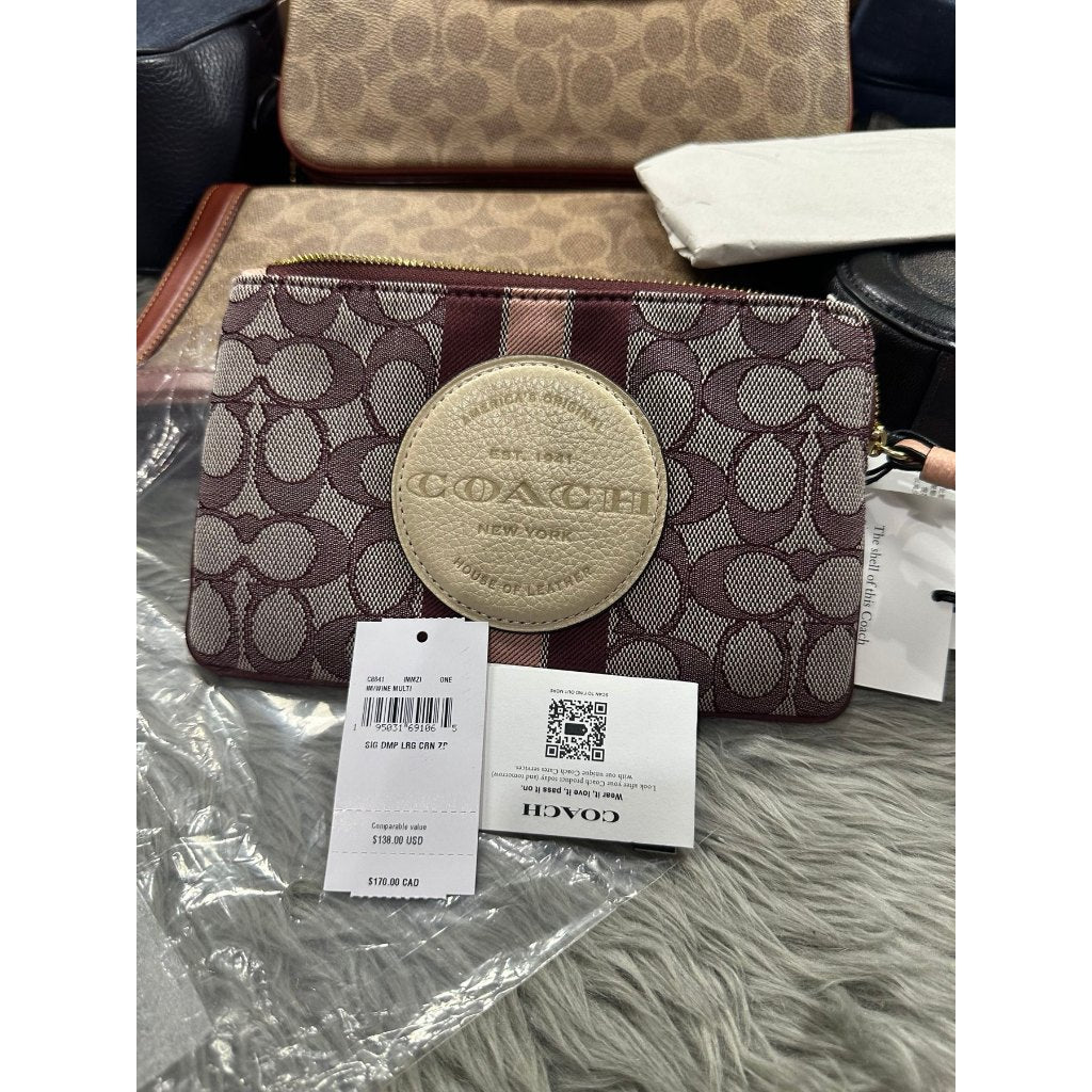 ORIG & IMPORTED CCH Dempsey Large Corner Zip Wristlet In Canvas Red/Wine