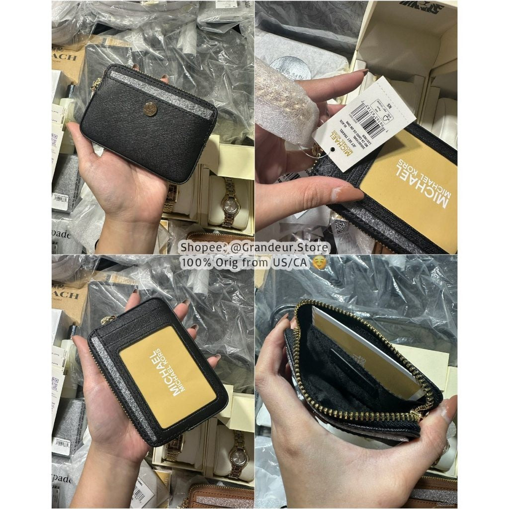 SALE! ORIG & IMPORTED MK Medium Logo Chain Zip Card Case Wallet