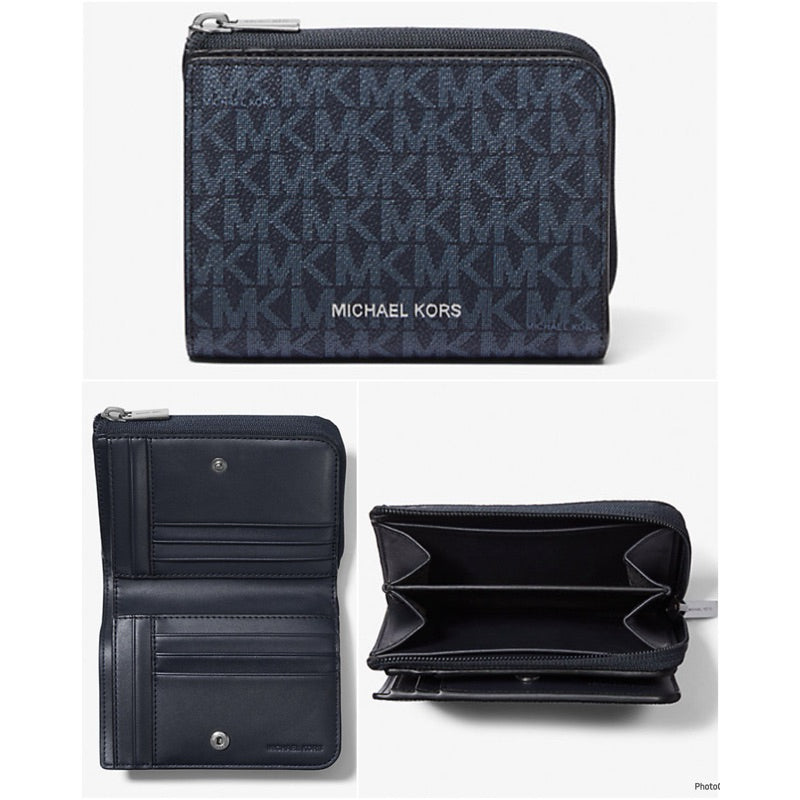 ORIG & IMPORTED MK Cooper Signature Logo Folio Men’s Coin Bifold Wallet blue black