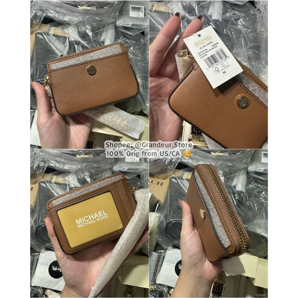 SALE! ORIG & IMPORTED MK Medium Logo Chain Zip Card Case Wallet