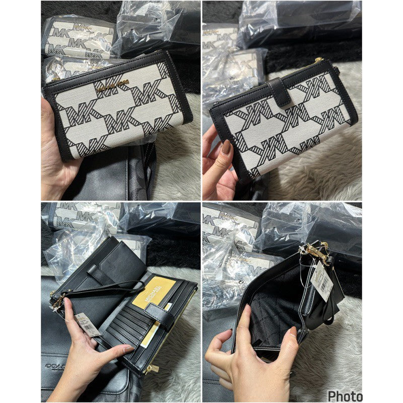 ORIG & IMPORTED MK Jet Set Travel Large Double Zip Wristlet Wallet