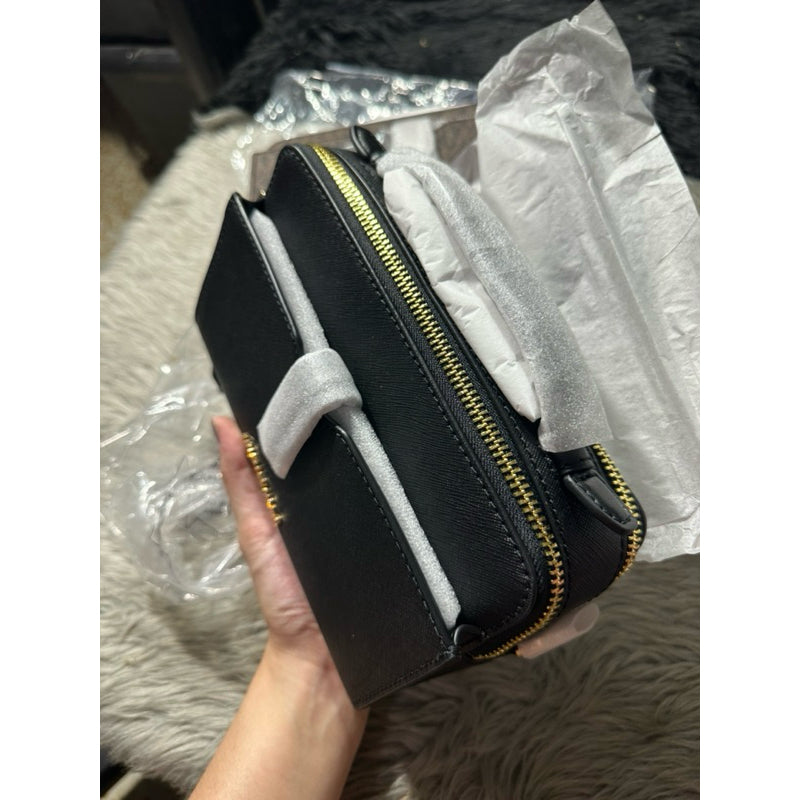 ORIG & IMPORTED MK Jet Set Medium Saffiano Phone Double-Zip Crossbody Bag Black