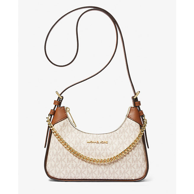 ORIG & IMPORTED MK Wilma Small Signature Logo Crossbody Bag in White Brown