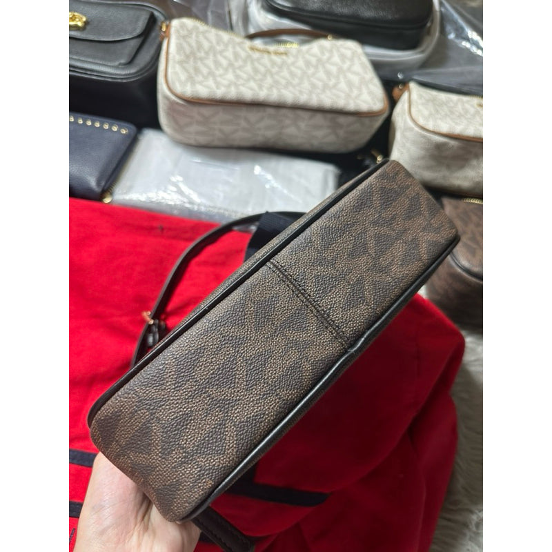 ORIG & IMPORTED MK Signature Jet Set Medium Pouchette Bag Large Wristlet Brown Vanilla