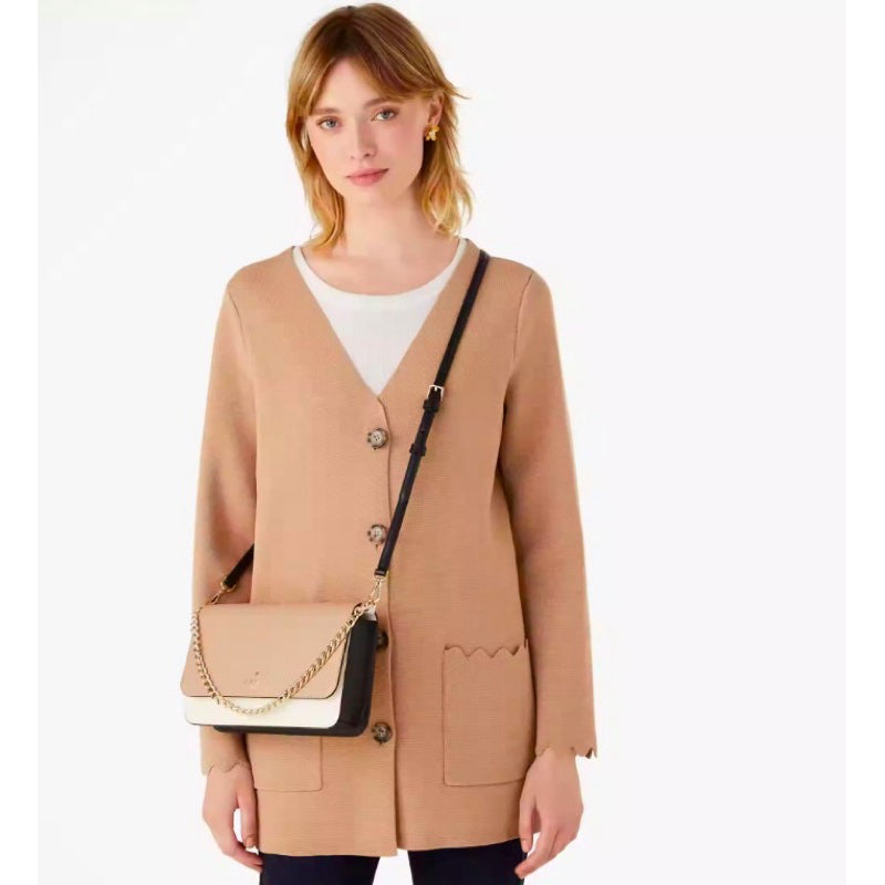 ORIG & IMPORTED KS Madison Flap Convertible Crossbody Bag in Beige/White