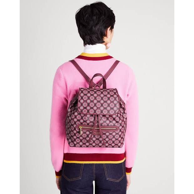 ORIG & IMPORTED KS Flower Monogram Mia Flap Backpack Pink Retail