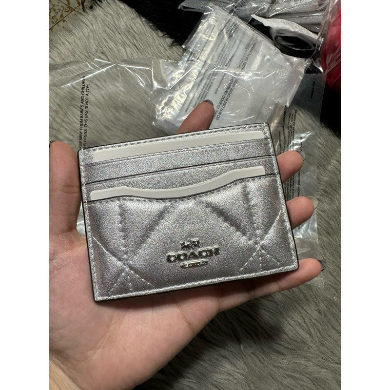 ORIG & IMPORTED CCH Mini rowan & Slim Id Card Holder Wallet Quilted With Puffy Diamond Pink/Purple