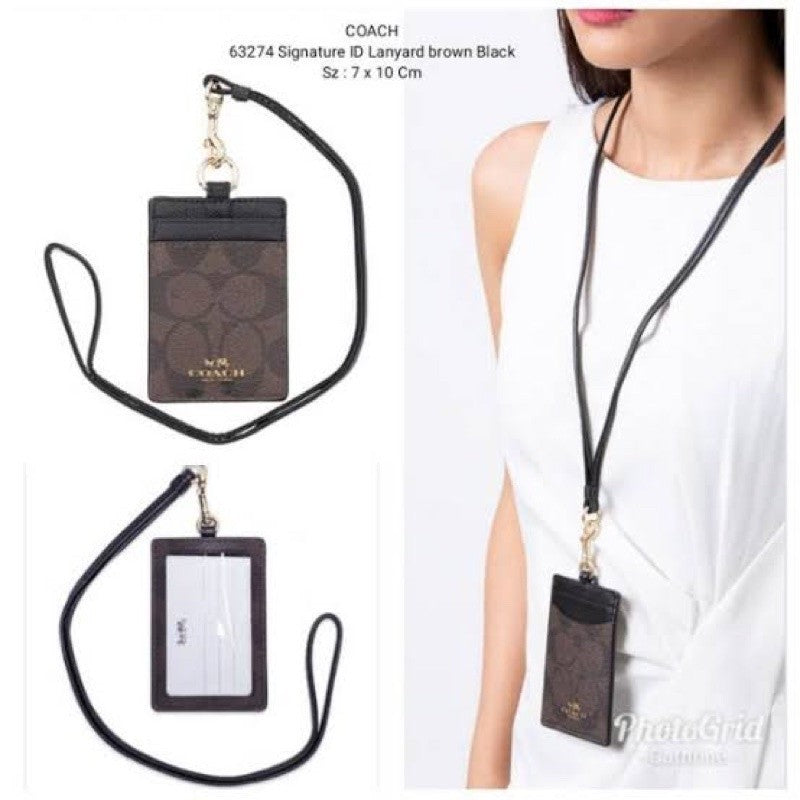 ORIG CCH ID LANYARD CARD HOLDER IN SIGNATURE CANVAS BROWN WALLET