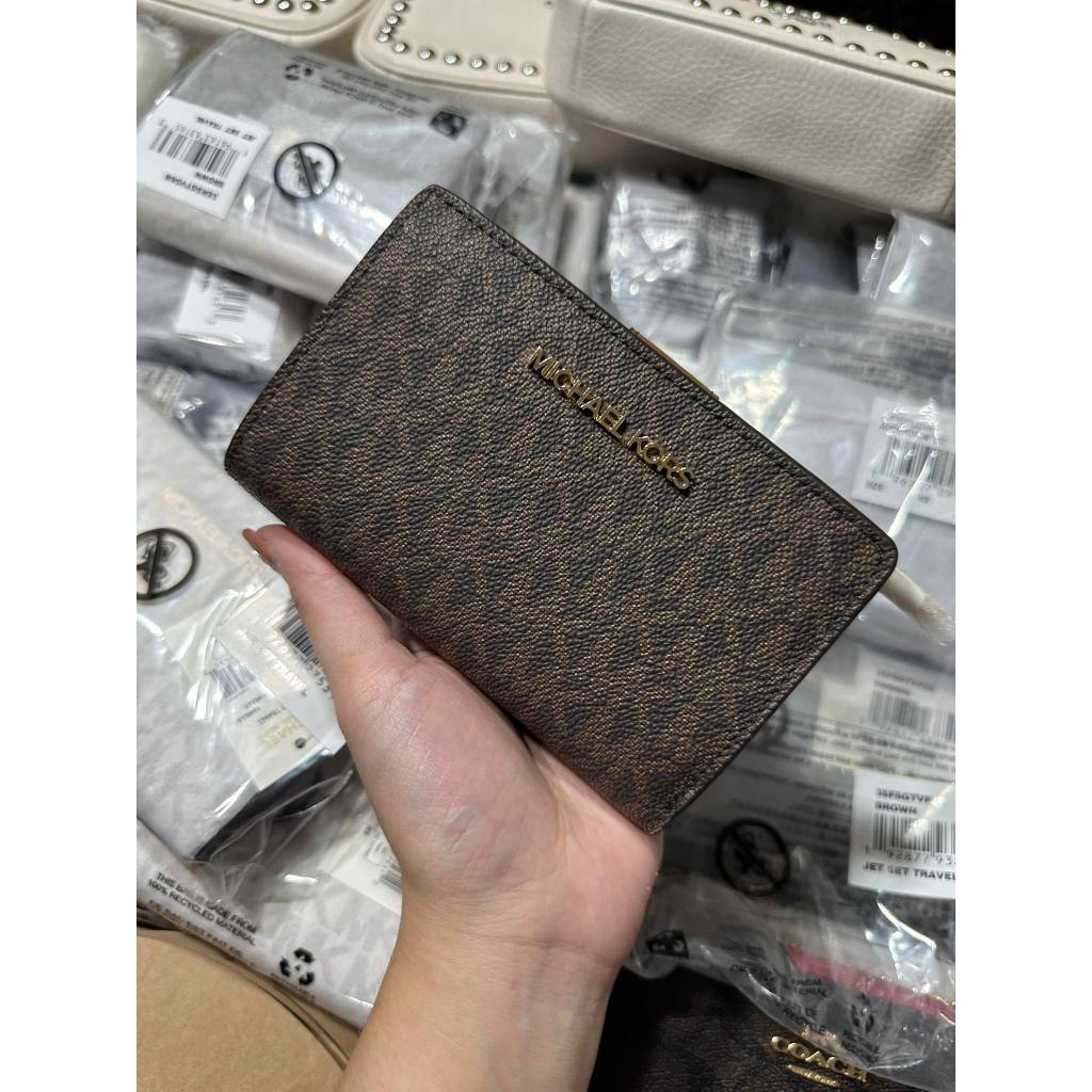 ORIG & IMPORTED MK Medium Signature Logo Wallet Brown/Vanilla White/Pink