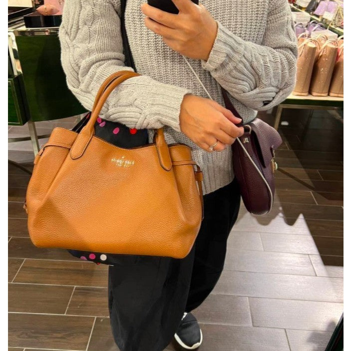ORIG & IMPORTED KS Dumpling Large Satchel Bag in Brown Warm Gingerbread