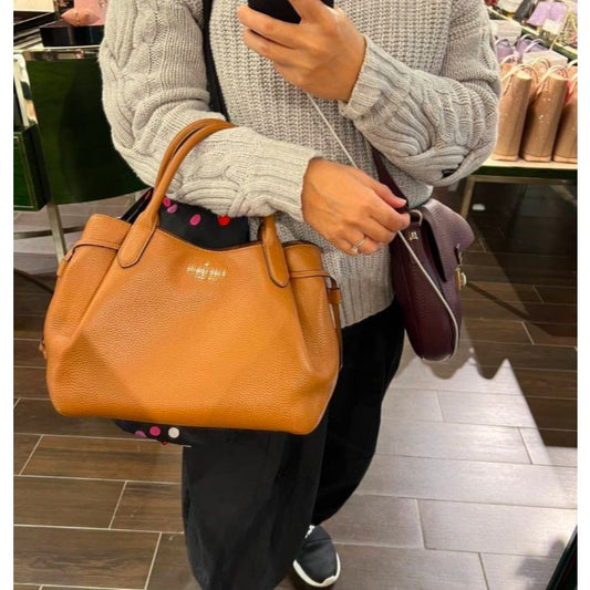 ORIG & IMPORTED KS Dumpling Large Satchel Bag in Brown Warm Gingerbread