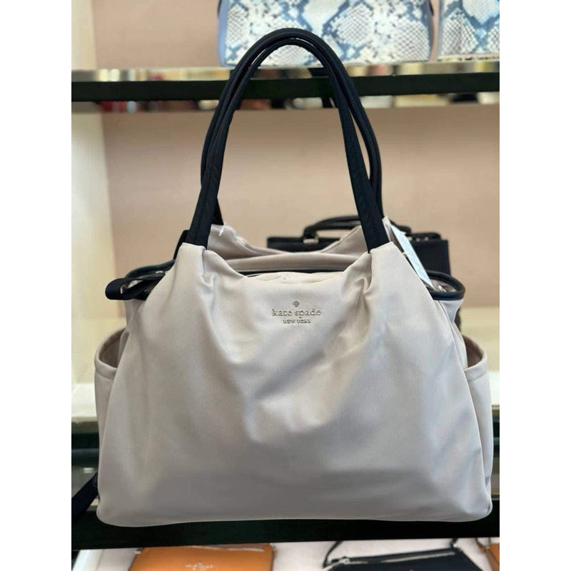 ORIG & IMPORTED KS Large Chelsea Baby Nylon Black Bag Beige