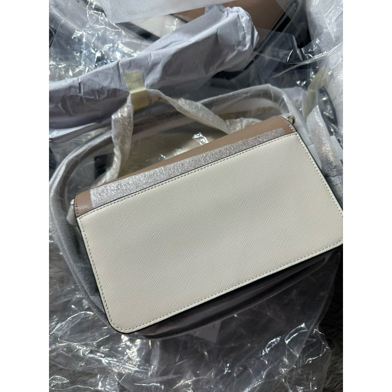 ORIG & IMPORTED KS Madison Flap Convertible Crossbody Bag in Beige/White