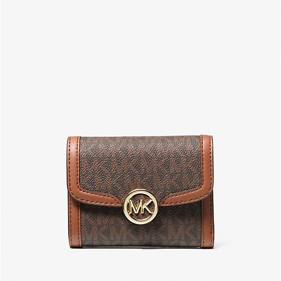 ORIG & IMPORTED MK Leida Carmen Medium Signature Logo Wallet Brown