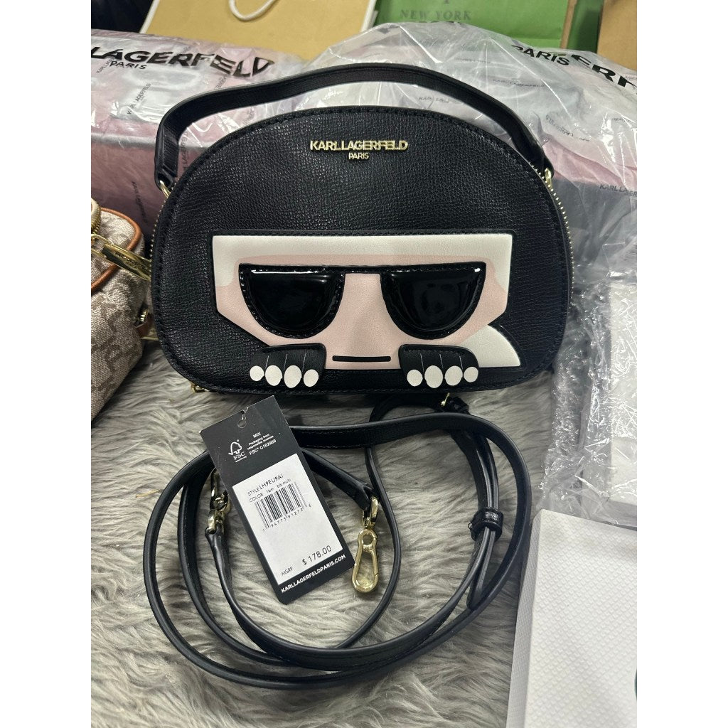 ORIG PRELOVED  KARL LAGERFELD PARIS Classic Black Maybelle Top Handle Crossbody Bag