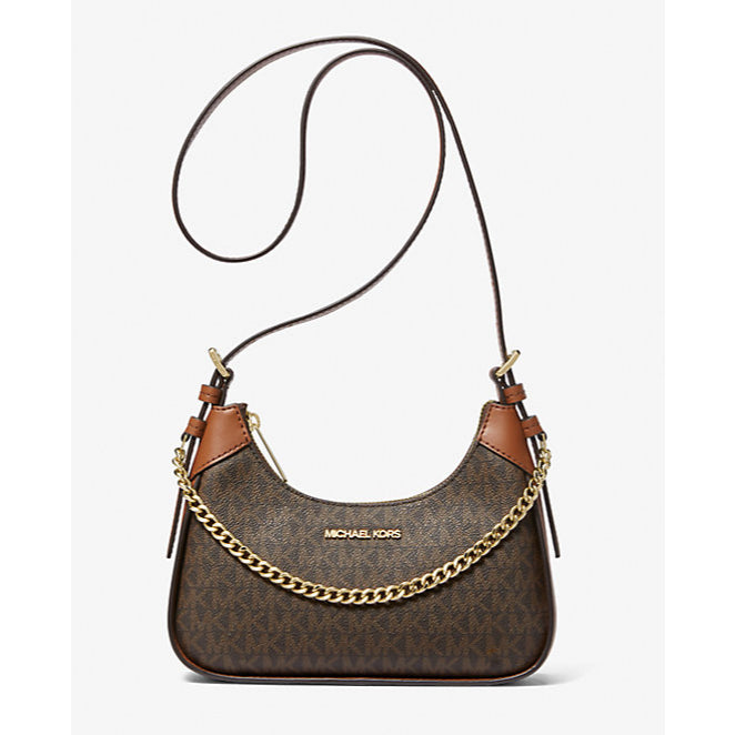 ORIG & IMPORTED MK Wilma Small Signature Logo Crossbody Bag in White Brown
