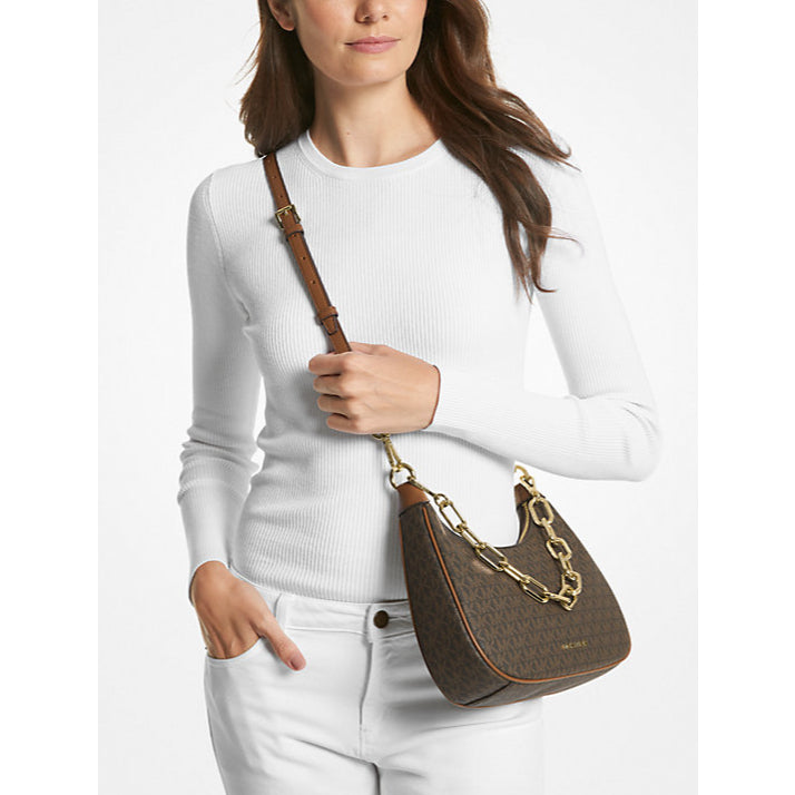 ORIG & IMPORTED MK Cora Large Signature Logo Shoulder Bag BROWN
