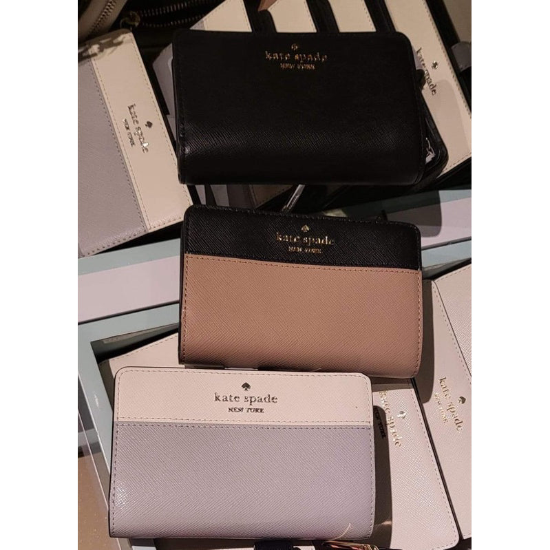 ORIG & IMPORTED KS Madison Staci Medium Compact Saffiano Bifold Wallet in BLACK BROWN