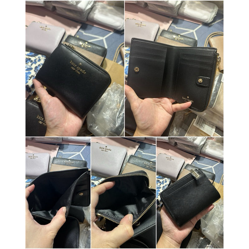 ORIG & IMPORTED KS Madison Small L Zip Bifold Slim Wallet Beige/Black/Maroon/Floral