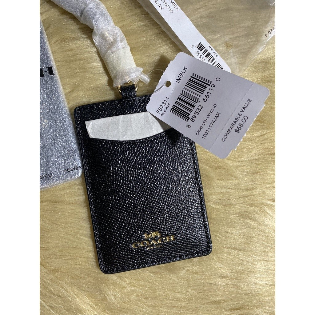 ORIG CCH ID Lanyard Badge Holder In Crossgrain Leather (Black/White)