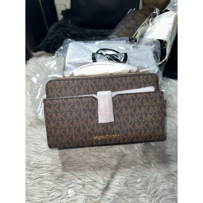 ORIG & IMPORTED MK Medium Logo Smartphone Crossbody Bag in BROWN