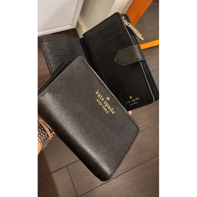 ORIG & IMPORTED KS Madison Staci Medium Compact Saffiano Bifold Wallet in BLACK BROWN