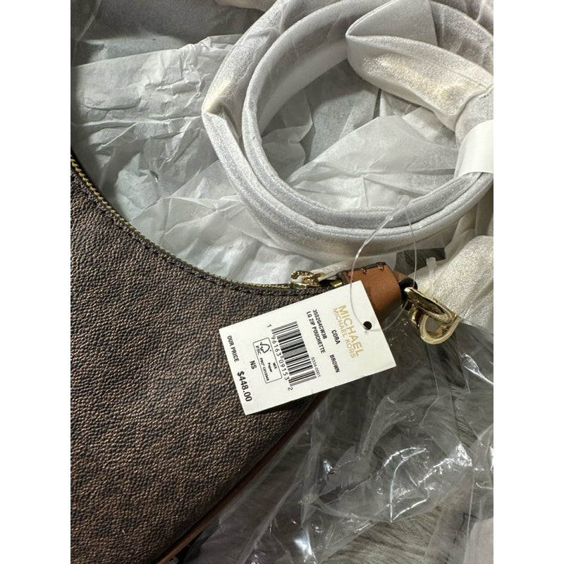 ORIG & IMPORTED MK Cora Large Signature Logo Shoulder Bag BROWN