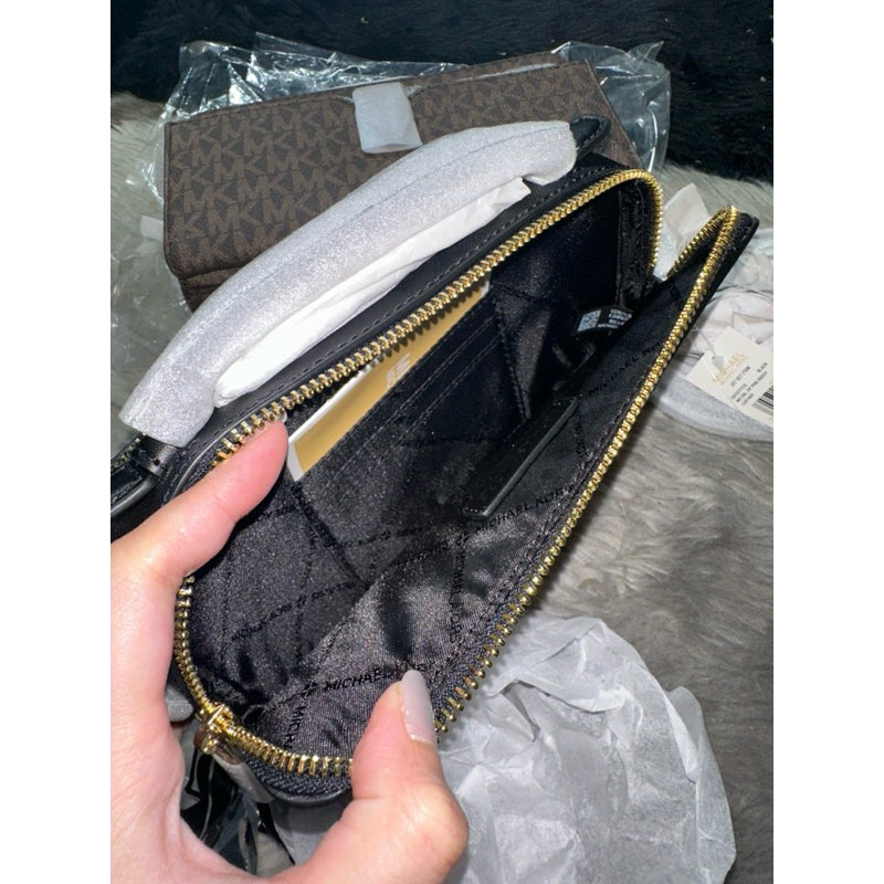 ORIG & IMPORTED MK Jet Set Medium Saffiano Phone Double-Zip Crossbody Bag Black