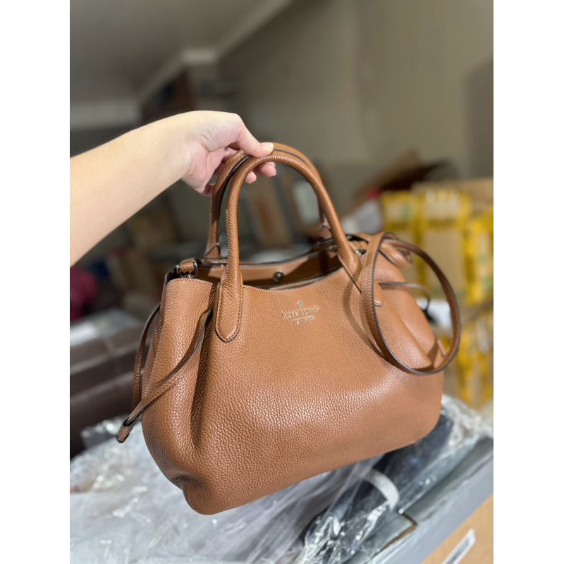 ORIG & IMPORTED KS Dumpling Large Satchel Bag in Brown Warm Gingerbread