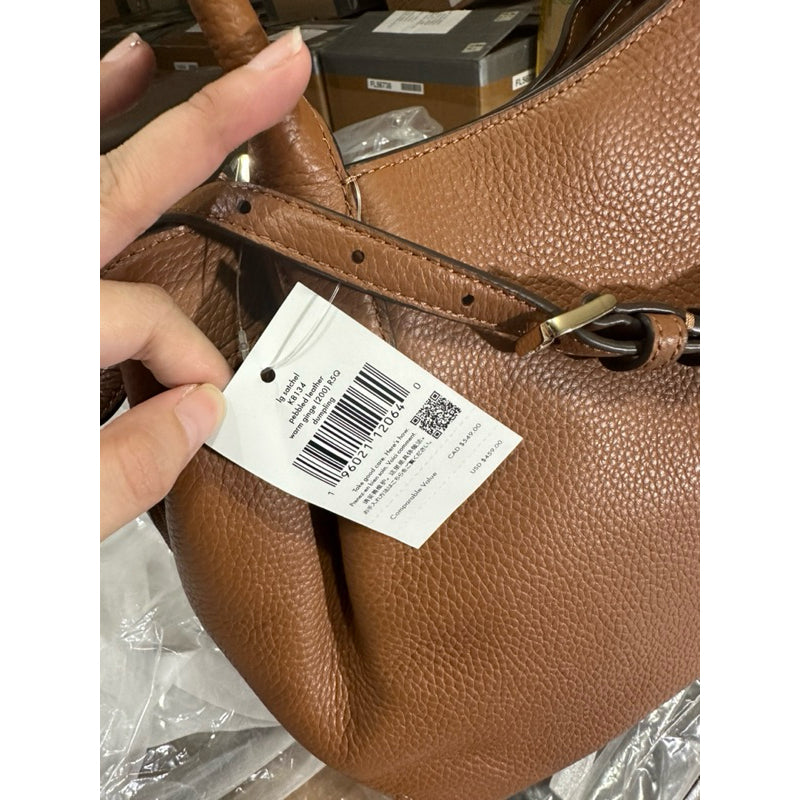 ORIG & IMPORTED KS Dumpling Large Satchel Bag in Brown Warm Gingerbread