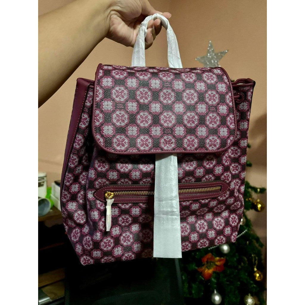 ORIG & IMPORTED KS Flower Monogram Mia Flap Backpack Pink Retail