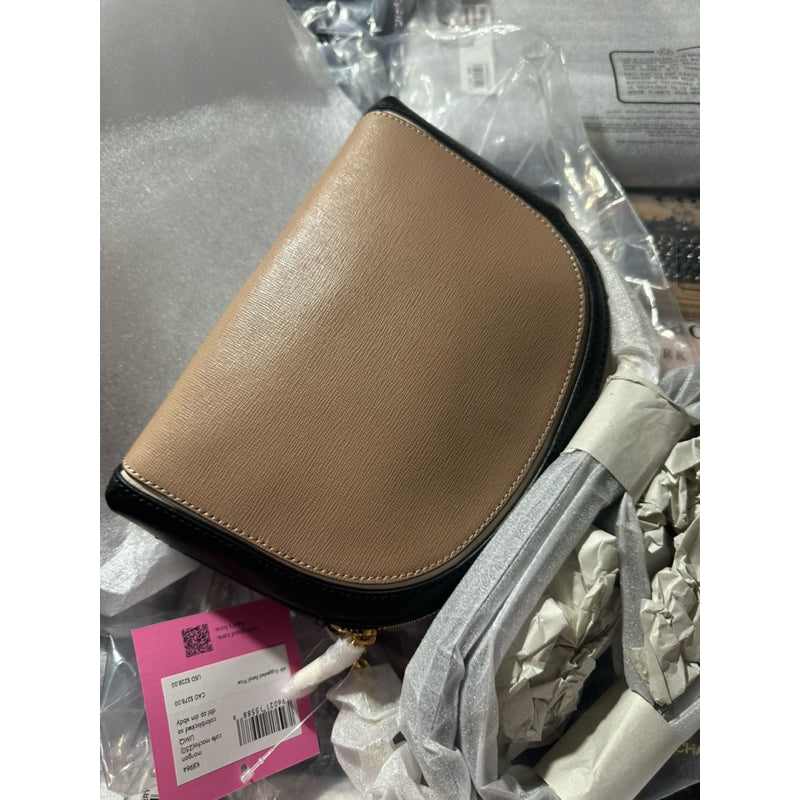 ORIG & IMPORTED KS Morgan Colorblocked Double-zip Dome Crossbody Bag Beige