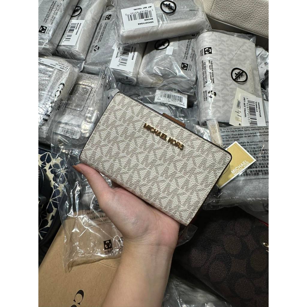 ORIG & IMPORTED MK Medium Signature Logo Wallet Brown/Vanilla White/Pink