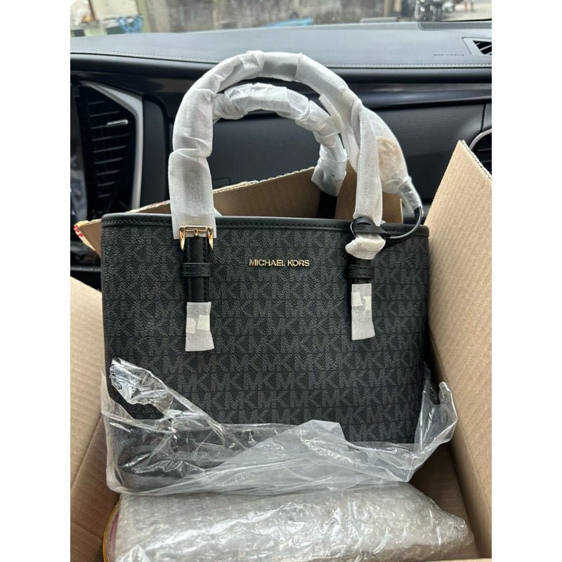 SALE!  MK Jet Set Travel Extra-Small Logo Top-Zip Tote Bag BLACK