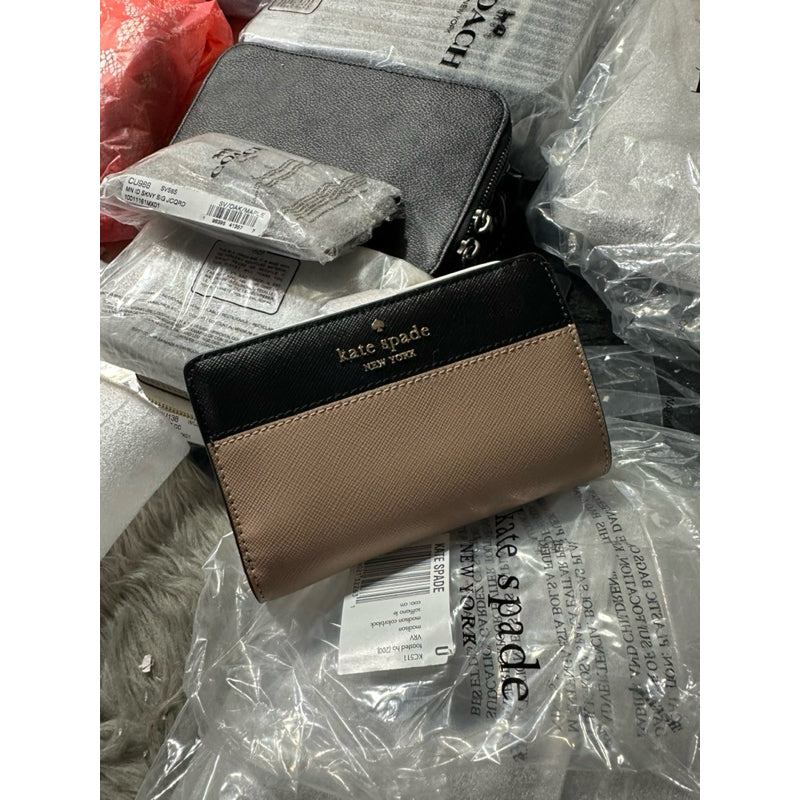 ORIG & IMPORTED KS Madison Staci Medium Compact Saffiano Bifold Wallet in BLACK BROWN